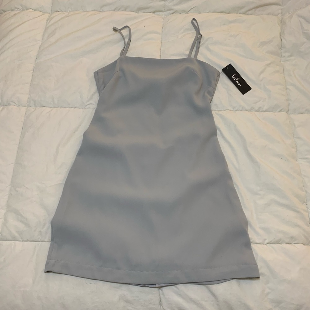 Lulus grey mini dress with tie back